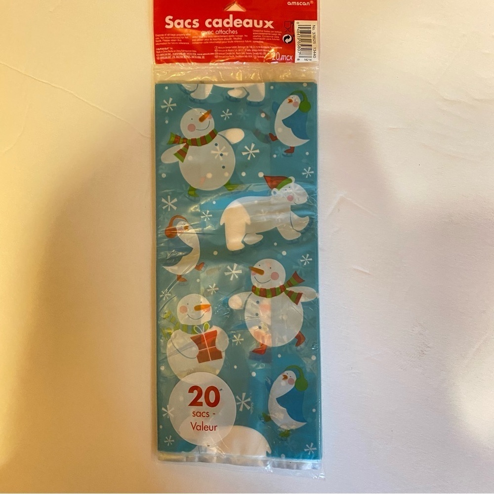 Snowman Party Favor Bags - Blue - 20 pcs. - Picture 3 of 6